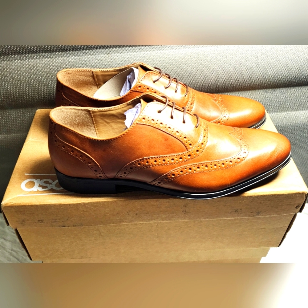 ASOS Oxford Brogue Shoes Tan/Leather  sz uk8